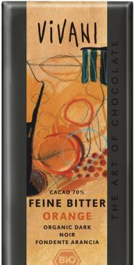 Hořká čokoláda 70% pomerančová VIVANI 100g-BIO